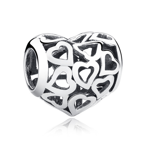 925 Sterling Silver Skeleton Heart Charms fit Bracelets & Necklace for Women Engagement Accessories