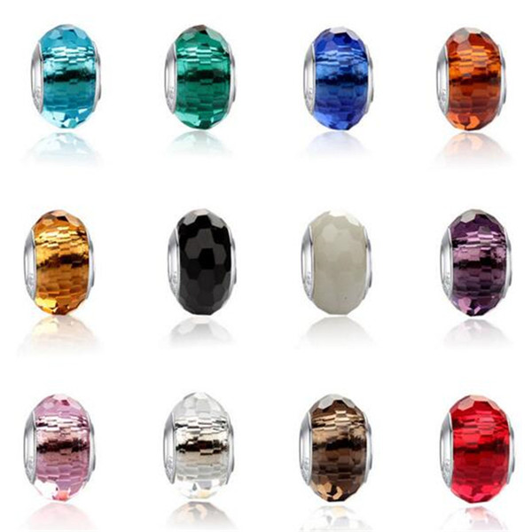 DHL Beads for Jewelry Making Fits Pandora Bracelets Silver Crystal Beads Charms For Diy European Necklace Jewelry Accessories