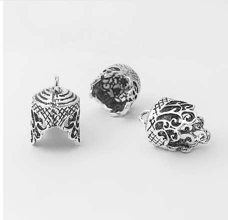 10pcs Antique Silver Lace Lacework Embossment Grain End Cap Beads For DIY Jewelry Findings