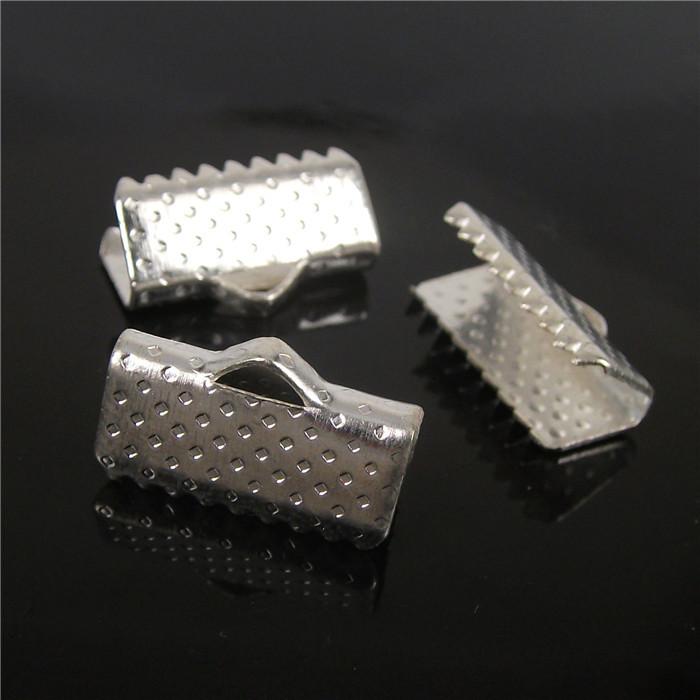 wholesale 110pcs, 13mm Silver Plated Clips Ribbon Clamps Connectors ribbon crimp for DIY braceletH7808