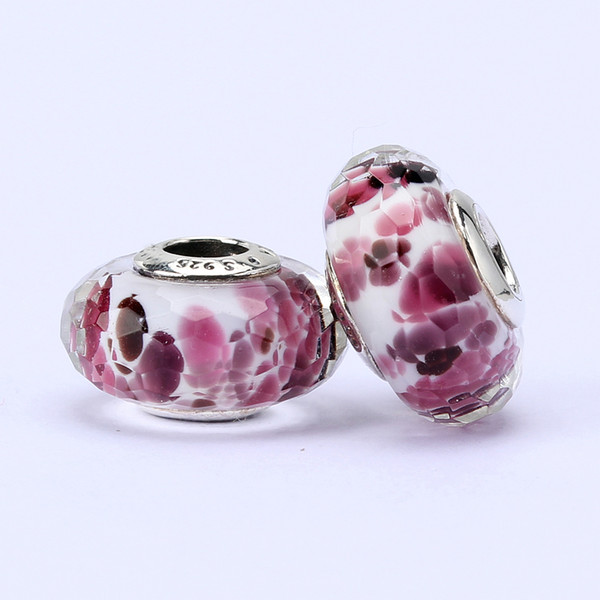 10pcs/lot Pandora Style charm faceted murano glass beads loose beads thread bead beautiful beads jewelry wholesale T33