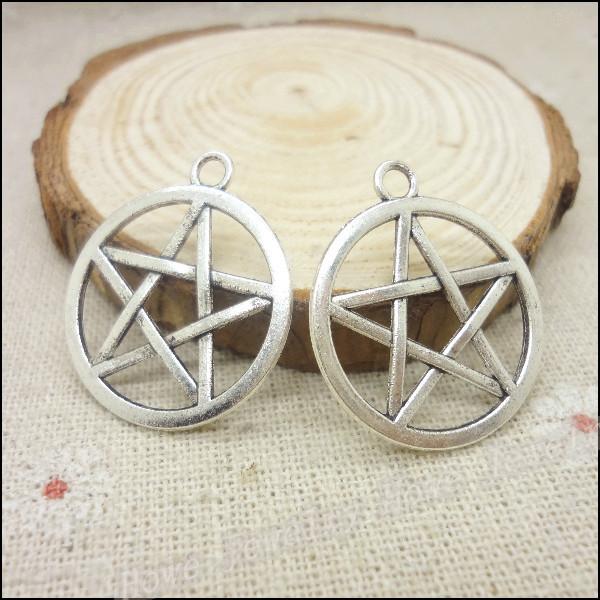 75pcs Charms Pentagram Pendant Tibetan silver Zinc Alloy Fit Bracelet Necklace DIY Metal Jewelry Findings