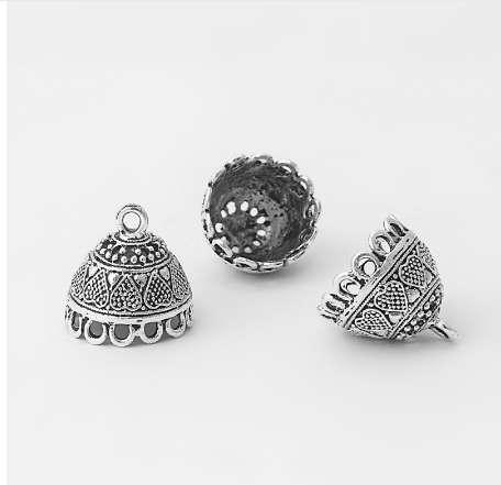 10pcs Antique Silver Bell Shape End Cap Beads Tassels Charms Pendants For Jewelry Making Findings