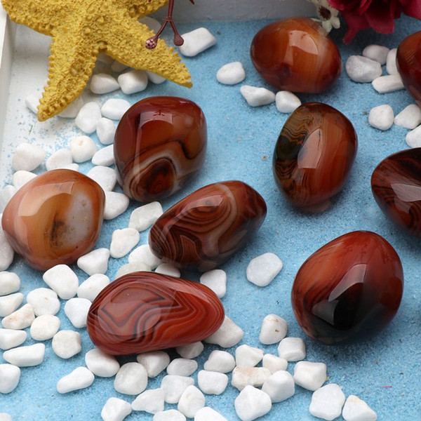 5Pcs Red Agate Tumbled Stone Reiki Natural Sardonyx Pebble Healing Crystal Stone