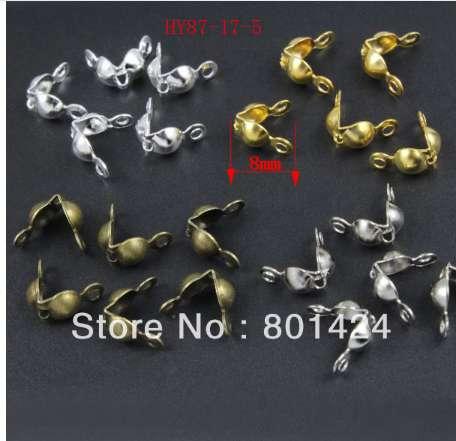 100pcs 87-17 Sterling Solid Brass Clamshells Knot Covers Finding jewelry findings end beads