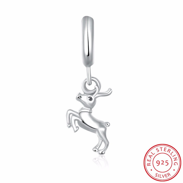 High-grade 925 sterling silver pendant charm bracelet cute sterling silver deer pendant DIY simple sterling silver jewelry