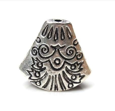 5pcs/lot 19*20*7mm Vintage Embossing Cone Bead Caps Antique Silver Color Alloy End Beads DIY Jewelry Findings Coponents