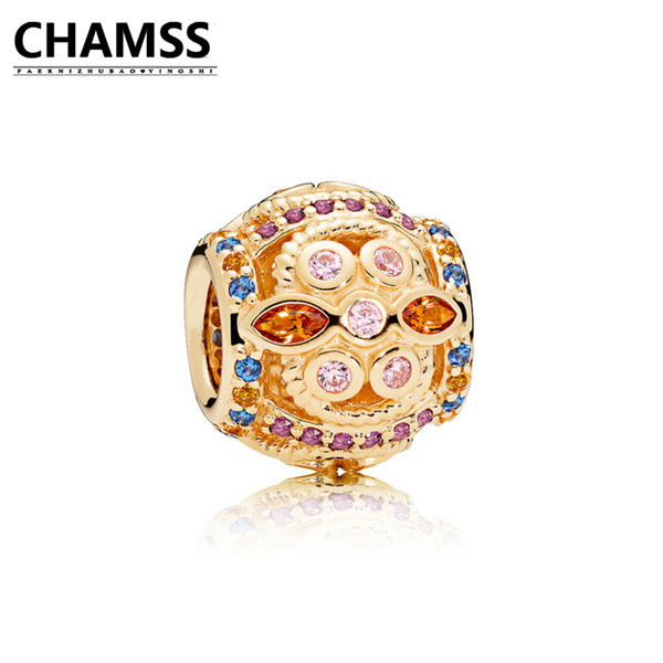 CHAMSS 2018 Newt 925 756225PCZMX 14CT GOLD COLOUR FRESCO CHARM Sterling Silve Bracelet Gifts Jewelry for Women