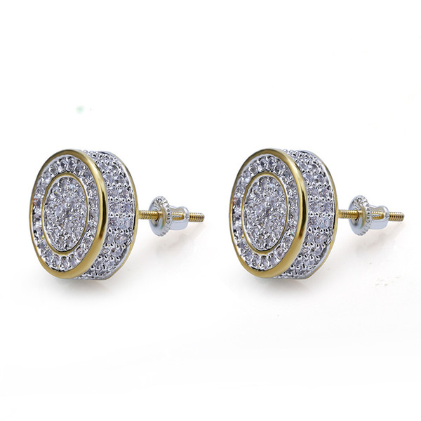 New cylindrical men's earrings are studded with zircon hip hop hipsters