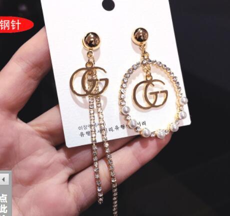 Layers Earrings Brand Letters Dangle Drop55 Gold Silver Pearl Earring Gold Silver Ear Studs For Women Wedding Party Jewelr 005