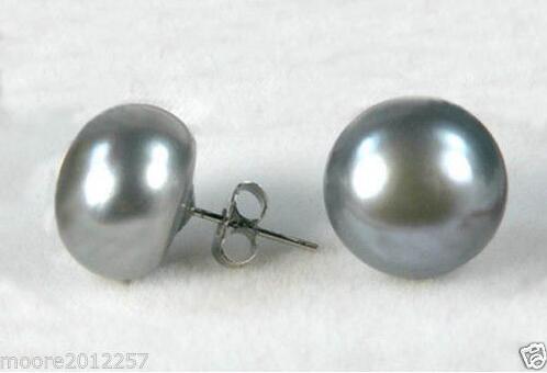 Envío Gratis >>>> genuino de 7-8mm gris perlas cultivadas pendientes de plata