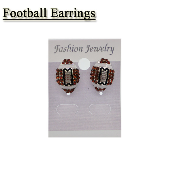 Sports Post Earring Studs Girls Football Rhinestone Crystal Bling