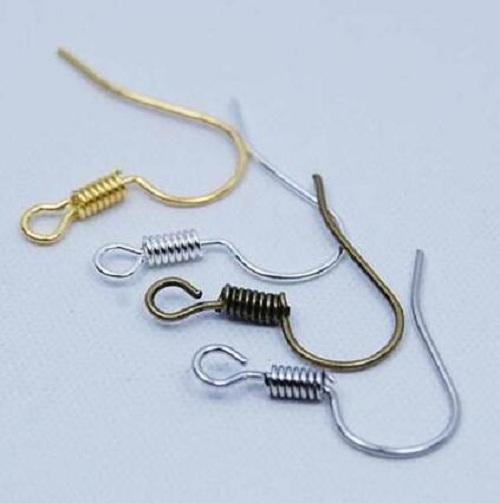 1000pcs/bag or set 15mm Ear Hook Wire Clasp With Bead Charms Earrings Jewelry Making DIY Findings Accessories metal iron copper slivery bron