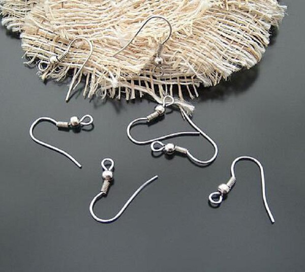 1000pcs/bag or set 18mm Ear Hook Wire Clasp With Bead Charms Earrings Jewelry Making DIY Findings Accessories metal slivery/golden/bronze