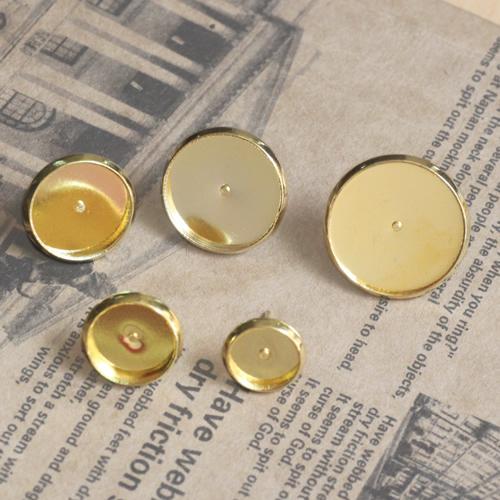 8/10/12/14mm Stud Earrings Pins base Connector plate tray Back Stoppers clip Jewelry Making DIY Accessories round golden color