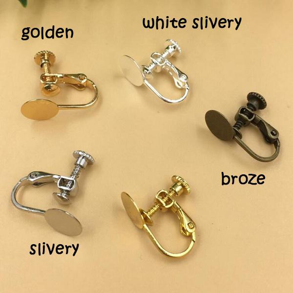 8mm Earrings hook base plate tray Back Stoppers clip Jewelry Making DIY Accessories slivery/golden/broze spiral clasp