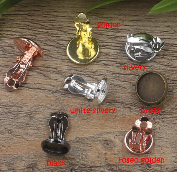 10/12/14/16/18mm Earrings hook base plate tray Back Stoppers clip Jewelry Making DIY Accessories slivery/golden/broze/etc clasp