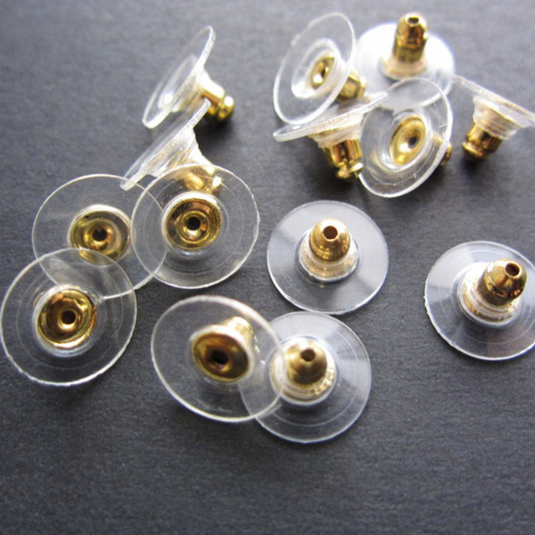 DIY Accessories Earring Plugs Alloy Plastic Gold Silver Earring Back Wholesale Jewelry Findings & Components Ear Plugs