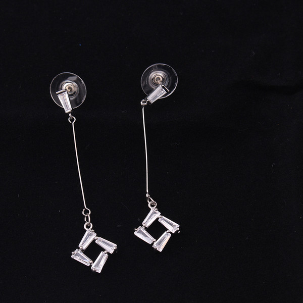 New Arrival Zircon square Studs Dangle Earrings Fashion Small Fresh Tassel Long Section Earrings For Girlfriend