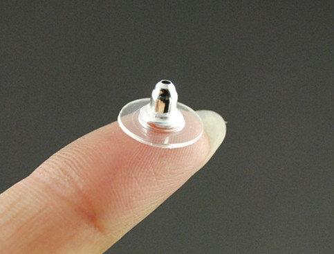 HOT SALE! High quality 200 pcs Earring Back Stopper - Silver Plated 11mm Round Earnuts A529