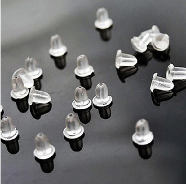 Top Quality 100pcs Plastic Rubber Earring Backs Stoppers Ear plugging earrings for women stud earring accessories free shipping