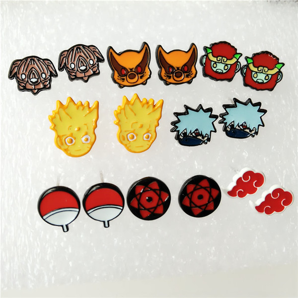 Hot Anime Naruto Konan Sharingan Uzumaki Fashion Personality Cartoon Earring Cute Stud Earrings Women Girls Kids Jewelry Alloy Earrings