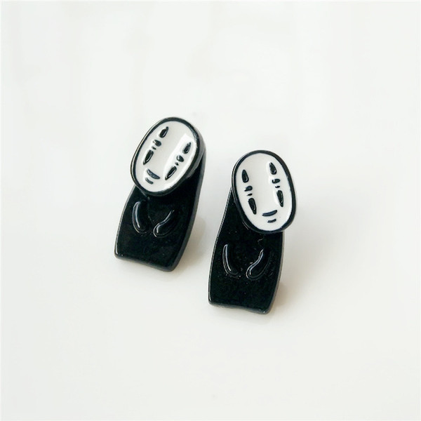 Cute Enamel Alloy Spirited Away No Face man earrings Miyazaki Hayao Anime Stud Earrings