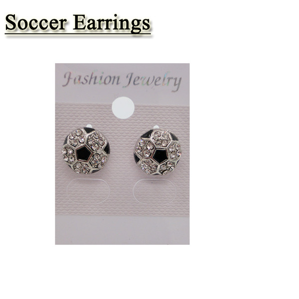 Sports Post Earring Studs Girls Soccer Rhinestone Crystal Bling