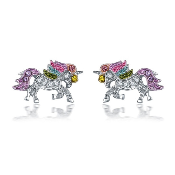 Crystal Unicorn Earring For Women Gifts for Girls Rainbow Animal Prince Earring