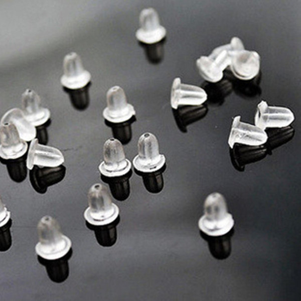 Wholesale 100pcs/lot Earrings Accessories Silicone Barrel Bullet Plastic Ear Plugging Earring back Stopper Jewelry Findings 3.5mm*4mm