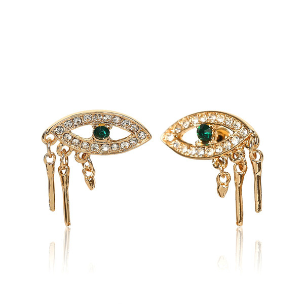 European and American Retro eyes pattern simple earrings women gold geometric zircon hollow stud earring women party to lover's gift