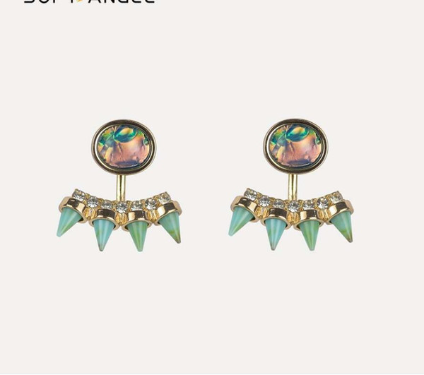 New Fashion Earrings Rhinestone Sweet Metal With Gems Ear Stud Earrings For Women Crystal Earring Wholesale Brincos