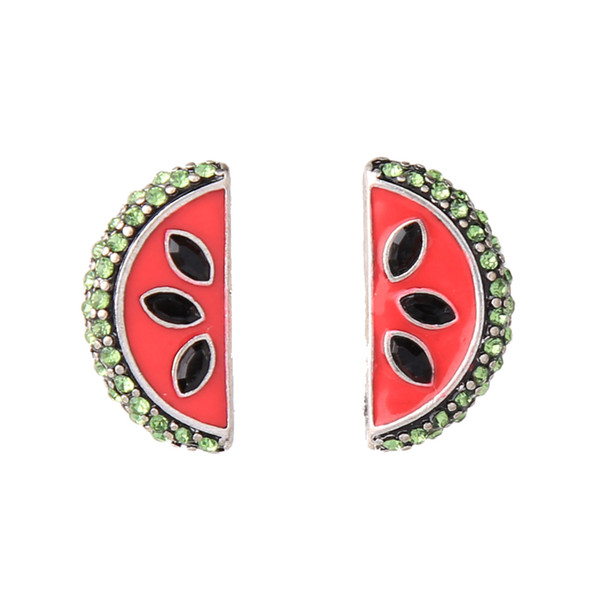 Vintage Fashion and Popular European and American Style Watermelon Shape Crystal Rhinestone Stud Earrings foe Women E5461