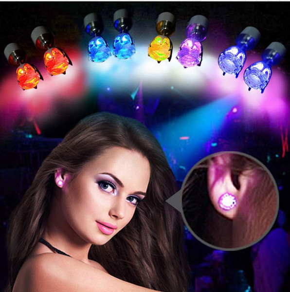 New Fashion Updated version Multicolor LED Light Zircon Women Stud Earrings Alloy Jewelry Earing a814