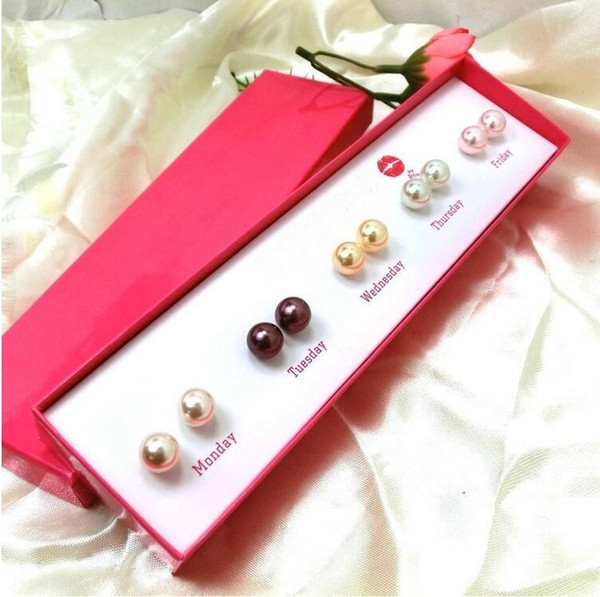 Hot Sell Mix 5 Colors High Quality Free Shipping Pearl Earrings Double Stud Earrings Double Pearl Stud Earrings for Women