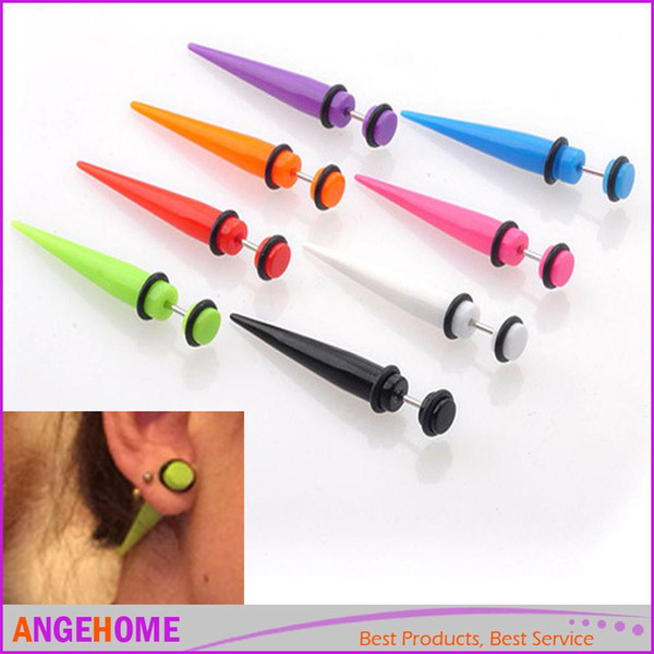 1 Pair earrings Fashion Illusion Ear Fake Cheater Stretcher Rivet Taper Plug Stud Earrings Tunnel Gauges 7 Colors