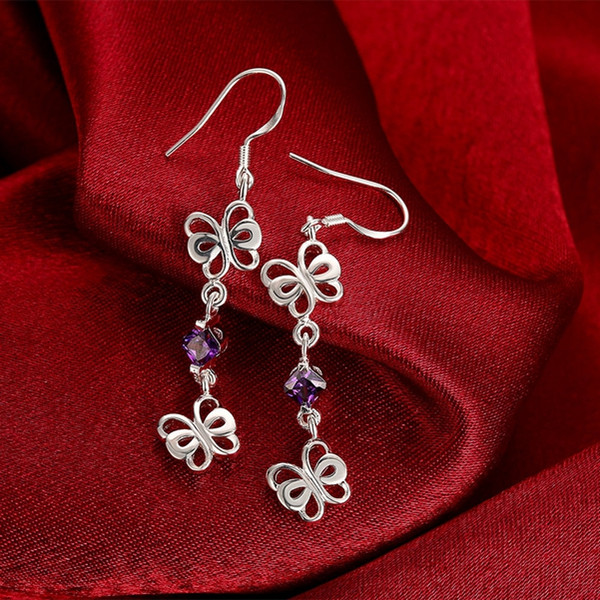 New arrival flower fashion 925 earrings STPE049,Best gift full gemstone women's sterling silver Dangle Chandelier earrings