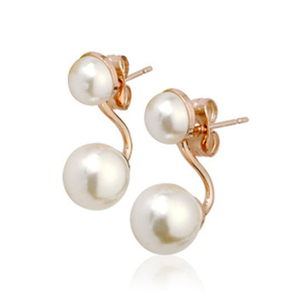 Korea Natural Pearl Earrings silver Korean models Back Product The wedding Geometry type employee welfare Independent women