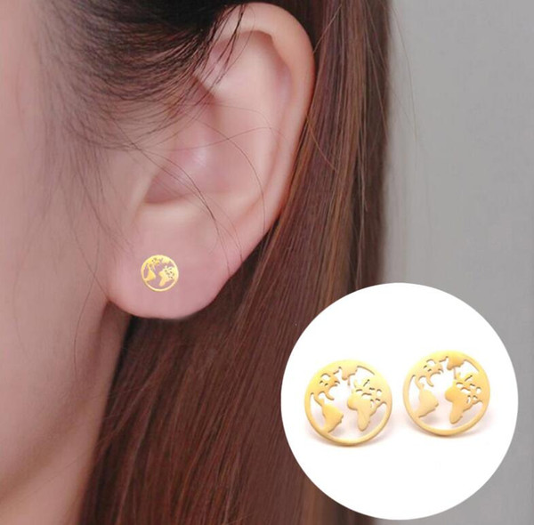 2019 fashion Alloy map Earrings turquoise Stud earring Jewelry For Women Party Gift free shipping 457