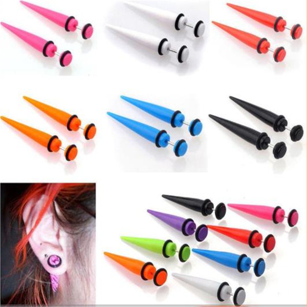 1 Pair earrings Fashion Illusion Ear Fake Cheater Stretcher Rivet Taper Plug Stud Earrings Tunnel Gauges 7 Colors 2019033011