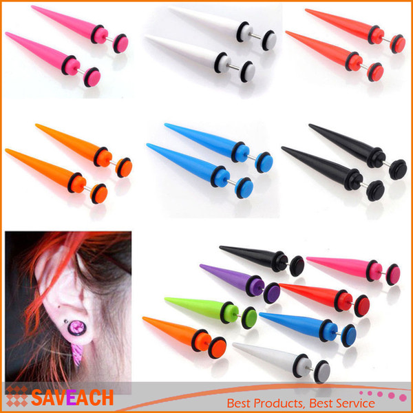 1 Pair earrings Fashion Illusion Ear Fake Cheater Stretcher Rivet Taper Plug Stud Earrings Tunnel Gauges 7 Colors