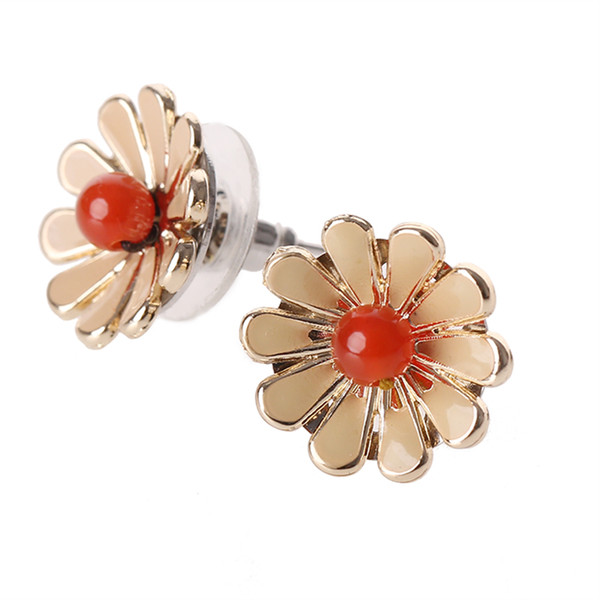 Retro style earrings flowers agate ear ear jewelry simple fashion Chinese style female