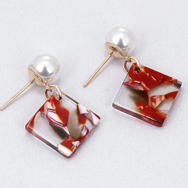 SMJEL Summer 2018 Vintage Resin Acrylic Pearl Square Earrings for Women Jewelry Korean Long Earring Wholesale Boucle D'oreille