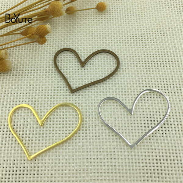 BoYuTe 20Pcs 3 Color 32*26MM Metal Brass Bronze Silver Heart Pendant Charms for Jewelry Making Diy Accessories