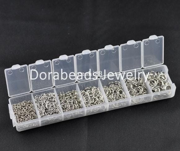 Free Shipping! 1 Box Mixed Open Jump Rings 3mm-8mm(1500 PCs Assorted) (B08914)