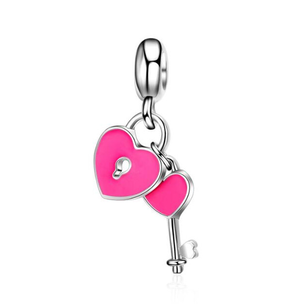 Color Drip Key with a Lock Combination Small Pendant DIY Necklace Charm Accessories European Style Series for Mother's Day Gift