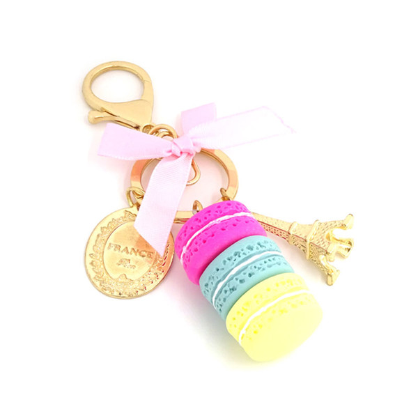 Fashion High Quality Macaron Key Chain Effiel Tower Bag Charm Macarons Keychain Gifts For Women Accessories