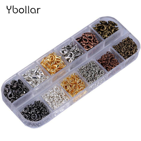 1 Box Jewelry Findings 7*12mm Lobster Clasps + 5mm Jump Rings Split Rings 6 Colors For Necklace/Bracelet Jewelry Making DIY