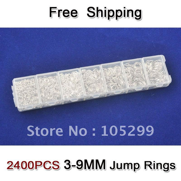 Free Shipping wholesale Lot 2400pcs 3-4-5-6-7-8-9mm 925 Sterling Silver Components 925 silver jewelry findings jump rings a box