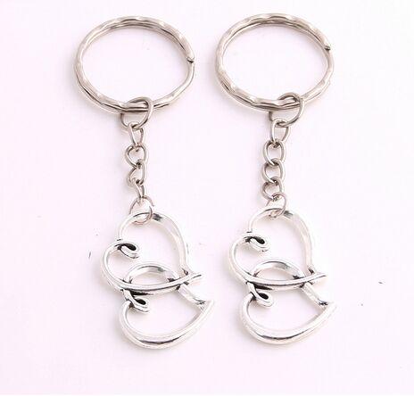 Fashion 20pcs/lot Key Ring Keychain Jewelry Silver Plated Heart Charms Earing Jewelry Diy